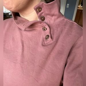 Evolverie Mockneck Button Sweatshirt - Rose